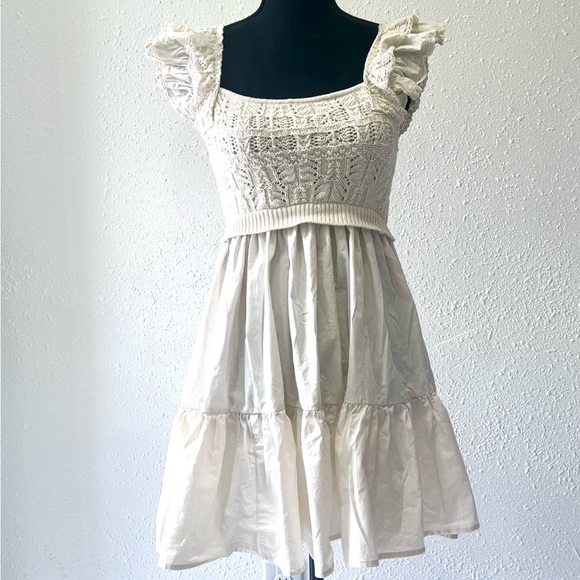 En Saison Collette Cream crochet ruffle Mini Sundress S - Picture 2 of 12